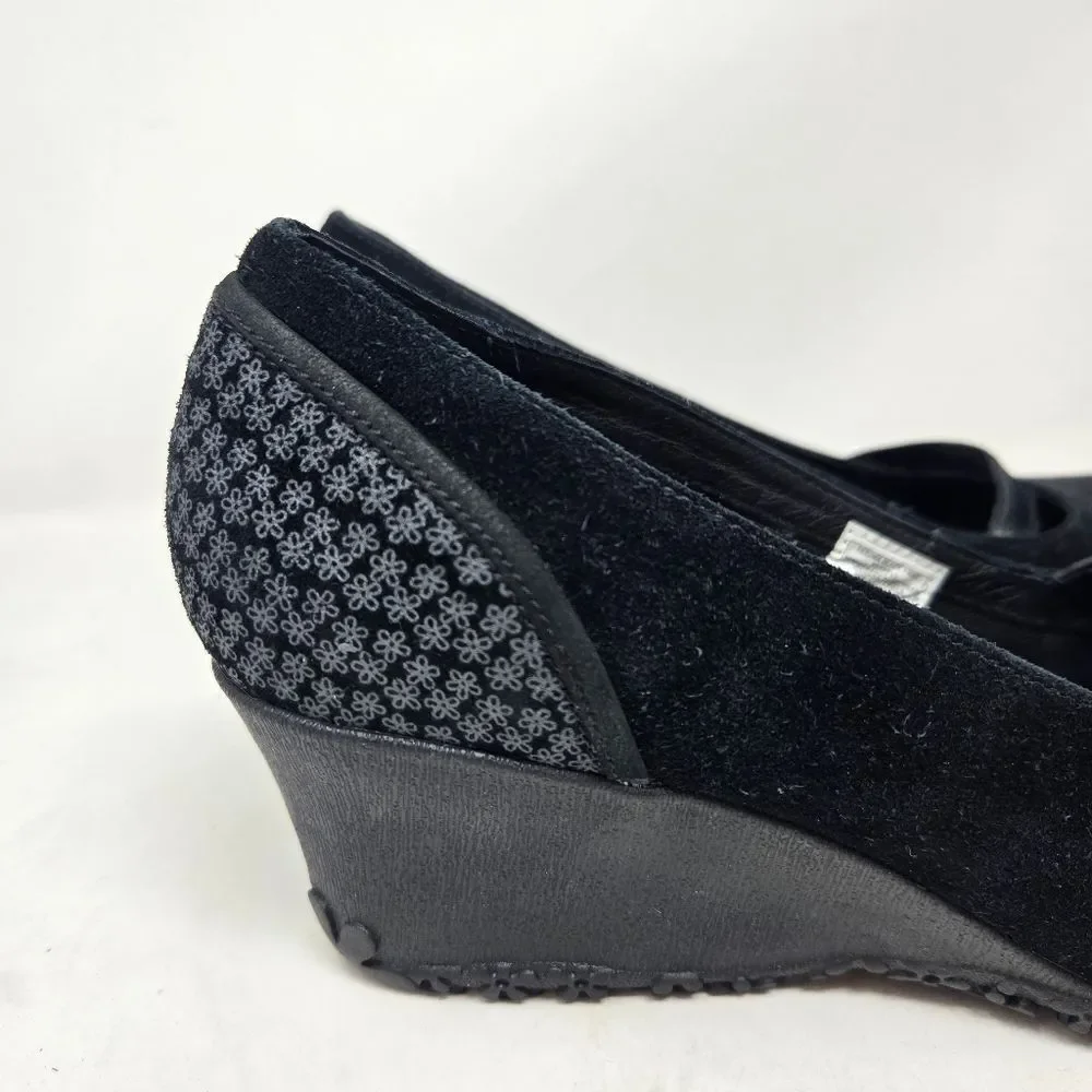 MERELL Petunia Black Suede Wedge MaryJanes Size 9.5M‎